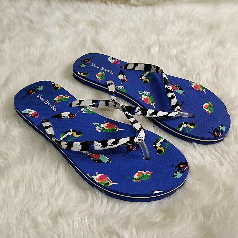 Vera Bradley sz M 7 8‎ Flip Flops Multicolor Bird Summer Comfort Sandals